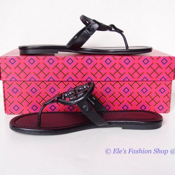 NIB Tory Burch Crystal Embellished Miller Pave Sandal BLACK US 7.5 8 10.5 11 - Picture 11 of 16